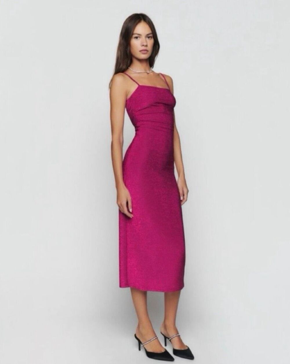 New Reformation Breslin Dress - Pink Sparkle Size XL